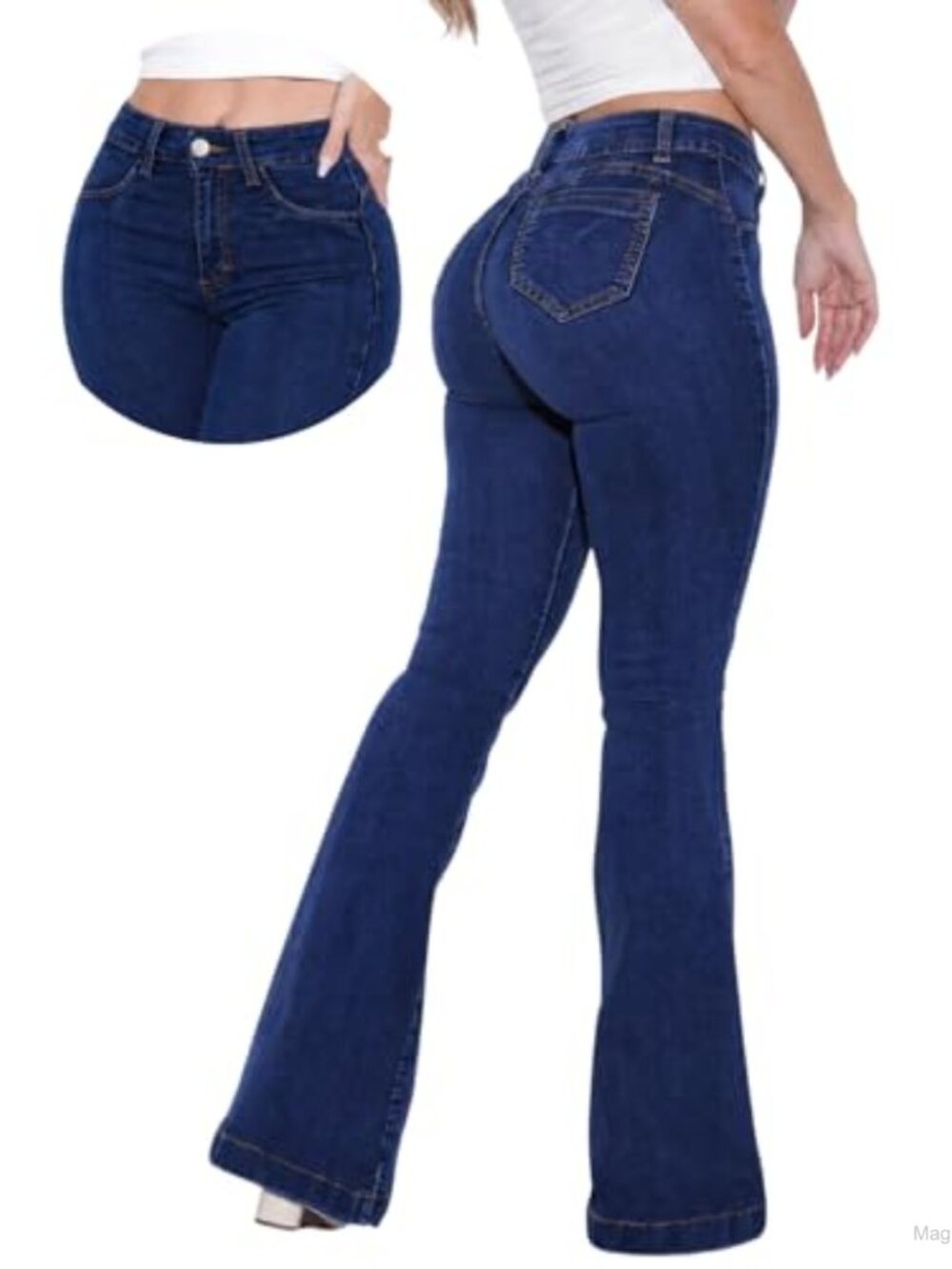 High Waist Butt Lifting Flare Jeans Stretch Denim Bootcut Curvy Womens